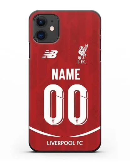 Именной чехол Ливерпуль с фамилией и номером (сезон 2018-2019) красная форма силиконовый для iPhone 11