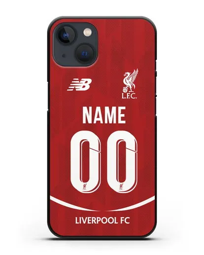 Именной чехол Ливерпуль с фамилией и номером (сезон 2018-2019) красная форма силиконовый для iPhone 13
