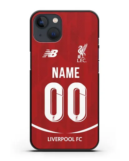 Именной чехол Ливерпуль с фамилией и номером (сезон 2018-2019) красная форма силиконовый для iPhone 13 Mini