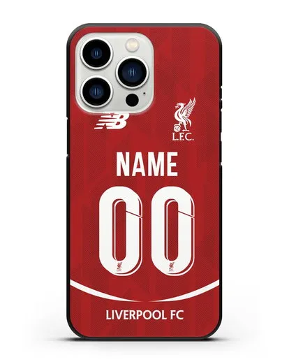 Именной чехол Ливерпуль с фамилией и номером (сезон 2018-2019) красная форма силиконовый для iPhone 13 Pro