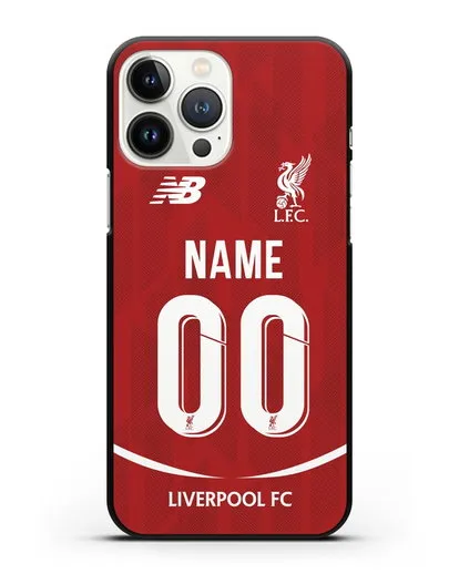 Именной чехол Ливерпуль с фамилией и номером (сезон 2018-2019) красная форма силиконовый для iPhone 13 Pro Max