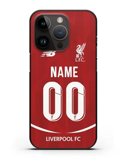 Именной чехол Ливерпуль с фамилией и номером (сезон 2018-2019) красная форма силиконовый для iPhone 14 Pro