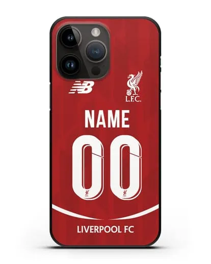 Именной чехол Ливерпуль с фамилией и номером (сезон 2018-2019) красная форма силиконовый для iPhone 14 Pro Max