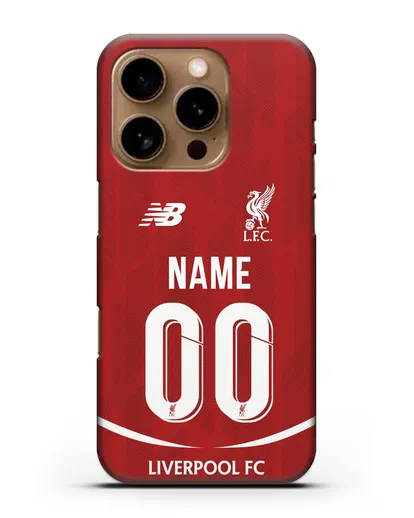 Именной чехол Ливерпуль с фамилией и номером (сезон 2018-2019) красная форма силиконовый для iPhone 16 Pro