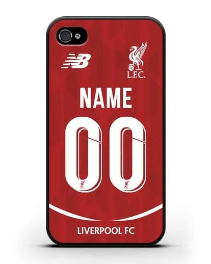 Именной чехол Ливерпуль с фамилией и номером (сезон 2018-2019) красная форма силиконовый для iPhone 4/4s