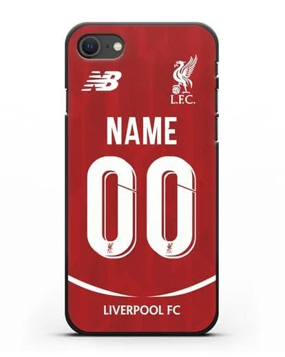 Именной чехол Ливерпуль с фамилией и номером (сезон 2018-2019) красная форма силиконовый для iPhone SE 2020