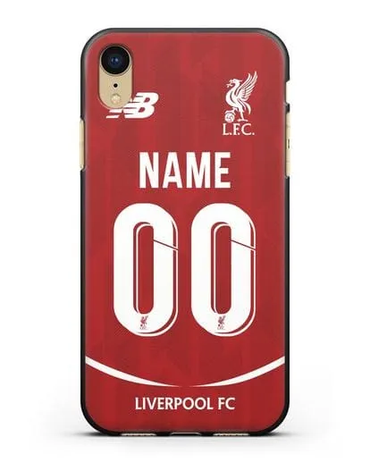 Именной чехол Ливерпуль с фамилией и номером (сезон 2018-2019) красная форма силиконовый для iPhone XR