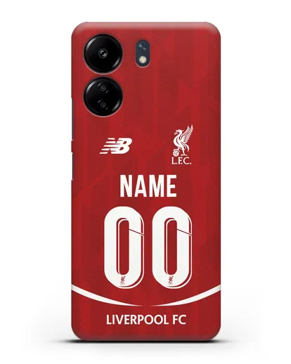 Именной чехол Ливерпуль с фамилией и номером (сезон 2018-2019) красная форма силиконовый для Xiaomi Poco C65