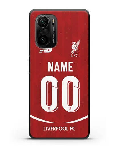 Именной чехол Ливерпуль с фамилией и номером (сезон 2018-2019) красная форма силиконовый для Xiaomi Poco F3 Pro