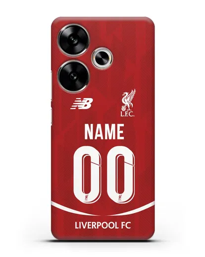 Именной чехол Ливерпуль с фамилией и номером (сезон 2018-2019) красная форма силиконовый для Xiaomi Poco F6