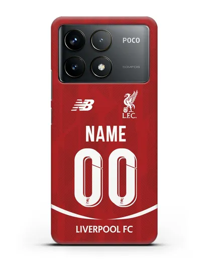 Именной чехол Ливерпуль с фамилией и номером (сезон 2018-2019) красная форма силиконовый для Xiaomi Poco F6 Pro