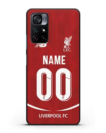 Именной чехол Ливерпуль с фамилией и номером (сезон 2018-2019) красная форма силиконовый для Xiaomi Poco M4 Pro 5G