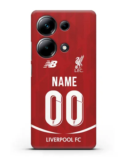 Именной чехол Ливерпуль с фамилией и номером (сезон 2018-2019) красная форма силиконовый для Xiaomi Poco M6 Pro