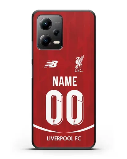 Именной чехол Ливерпуль с фамилией и номером (сезон 2018-2019) красная форма силиконовый для Xiaomi Poco X5