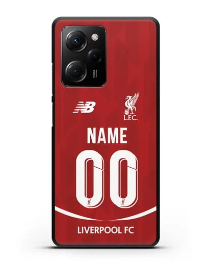 Именной чехол Ливерпуль с фамилией и номером (сезон 2018-2019) красная форма силиконовый для Xiaomi Poco X5 Pro