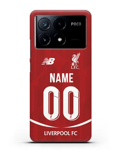 Именной чехол Ливерпуль с фамилией и номером (сезон 2018-2019) красная форма силиконовый для Xiaomi Poco X6 Pro