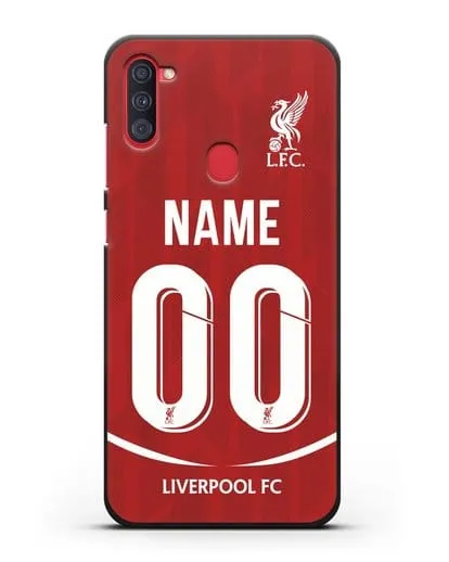 Именной чехол Ливерпуль с фамилией и номером (сезон 2018-2019) красная форма силиконовый для Samsung Galaxy A11 [SM-A115F]