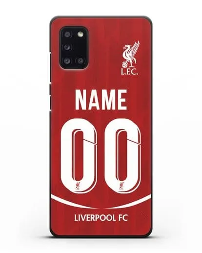 Именной чехол Ливерпуль с фамилией и номером (сезон 2018-2019) красная форма силиконовый для Samsung Galaxy A31 [SM-A315F]