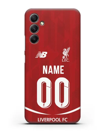 Именной чехол Ливерпуль с фамилией и номером (сезон 2018-2019) красная форма силиконовый для Samsung Galaxy A34 [SM-A346]