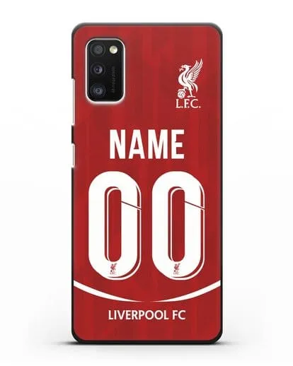 Именной чехол Ливерпуль с фамилией и номером (сезон 2018-2019) красная форма силиконовый для Samsung Galaxy A41 [SM-A415F]