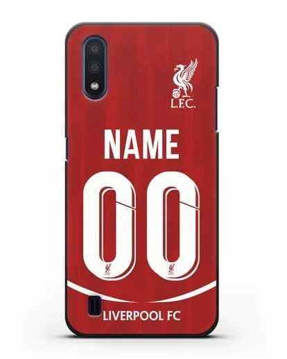 Именной чехол Ливерпуль с фамилией и номером (сезон 2018-2019) красная форма силиконовый для Samsung Galaxy M01 [SM-M015F]