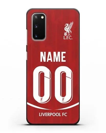 Именной чехол Ливерпуль с фамилией и номером (сезон 2018-2019) красная форма силиконовый для Samsung Galaxy S20 [SM-G980F]