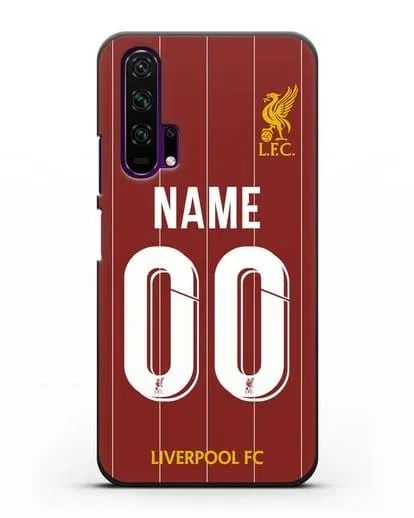 Именной чехол Ливерпуль с фамилией и номером (сезон 2019-2020) красная форма силиконовый для Honor 20 Pro