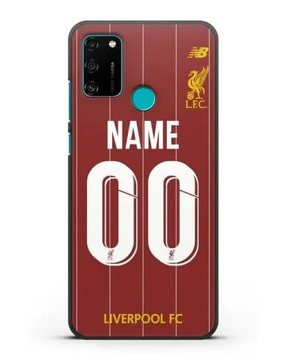 Именной чехол Ливерпуль с фамилией и номером (сезон 2019-2020) красная форма силиконовый для Honor 9A