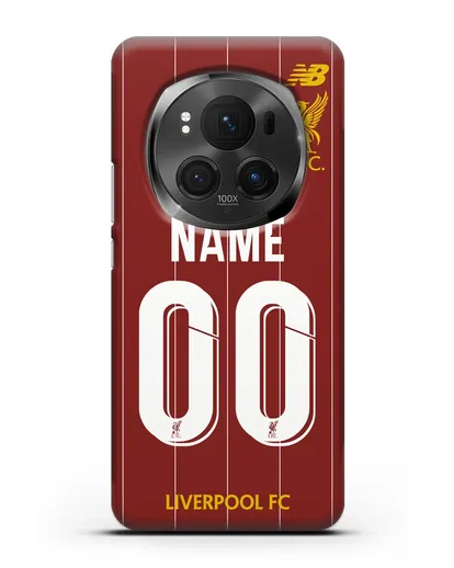 Именной чехол Ливерпуль с фамилией и номером (сезон 2019-2020) красная форма силиконовый для Honor Magic 6 Pro