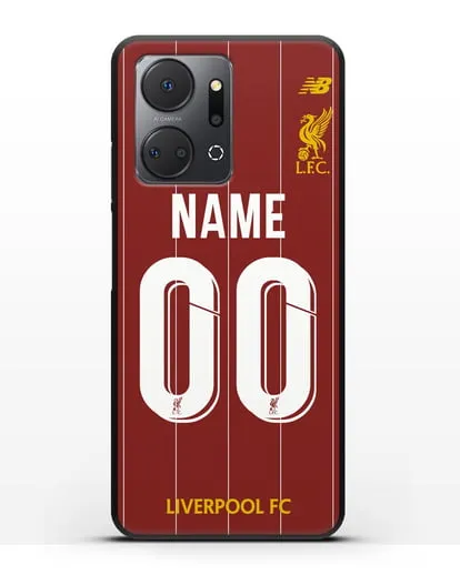 Именной чехол Ливерпуль с фамилией и номером (сезон 2019-2020) красная форма силиконовый для Honor X7a