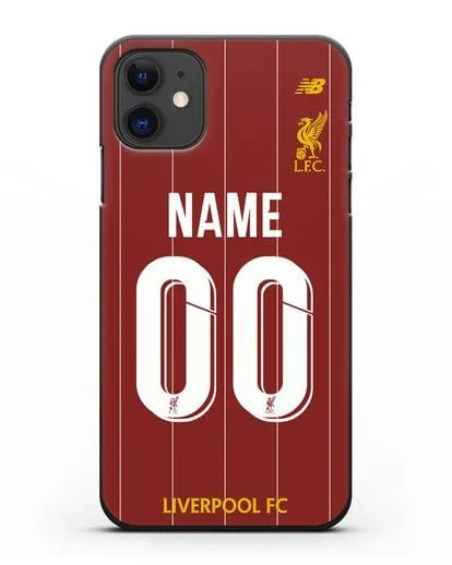 Именной чехол Ливерпуль с фамилией и номером (сезон 2019-2020) красная форма силиконовый для iPhone 11