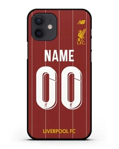 Именной чехол Ливерпуль с фамилией и номером (сезон 2019-2020) красная форма силиконовый для iPhone 12
