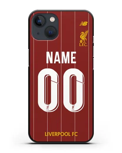 Именной чехол Ливерпуль с фамилией и номером (сезон 2019-2020) красная форма силиконовый для iPhone 13