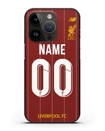 Именной чехол Ливерпуль с фамилией и номером (сезон 2019-2020) красная форма силиконовый для iPhone 14 Pro