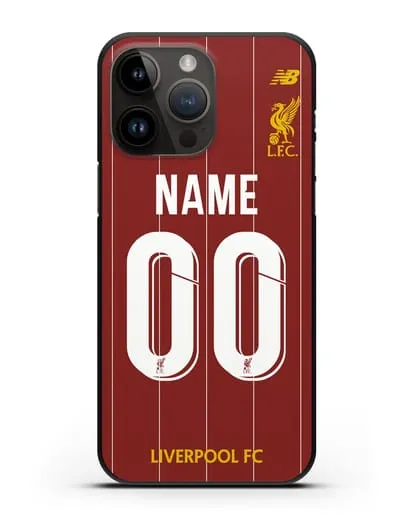 Именной чехол Ливерпуль с фамилией и номером (сезон 2019-2020) красная форма силиконовый для iPhone 14 Pro Max