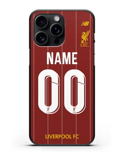 Именной чехол Ливерпуль с фамилией и номером (сезон 2019-2020) красная форма силиконовый для iPhone 15 Pro Max