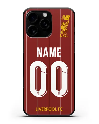 Именной чехол Ливерпуль с фамилией и номером (сезон 2019-2020) красная форма силиконовый для iPhone 16 Pro Max