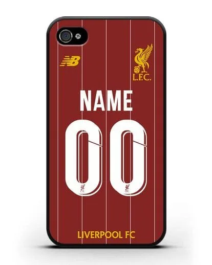 Именной чехол Ливерпуль с фамилией и номером (сезон 2019-2020) красная форма силиконовый для iPhone 4/4s