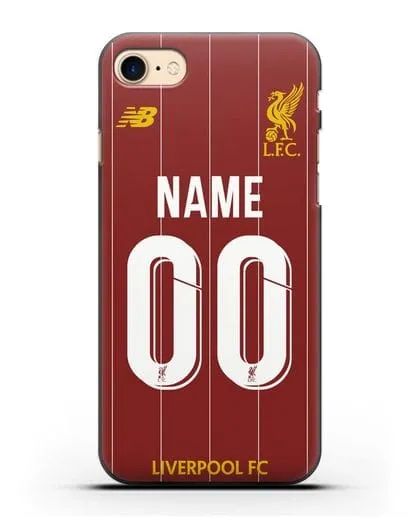 Именной чехол Ливерпуль с фамилией и номером (сезон 2019-2020) красная форма силиконовый для iPhone 8