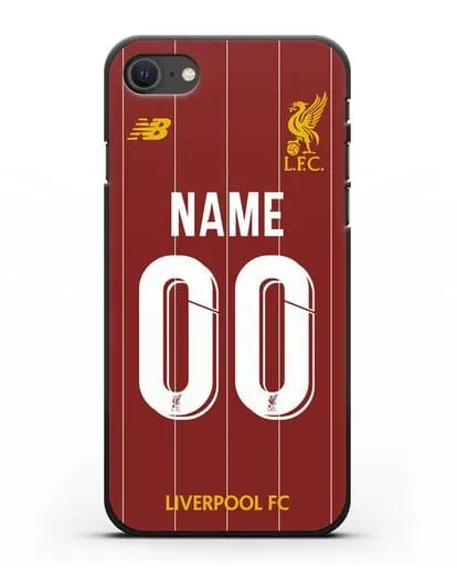 Именной чехол Ливерпуль с фамилией и номером (сезон 2019-2020) красная форма силиконовый для iPhone SE 2020