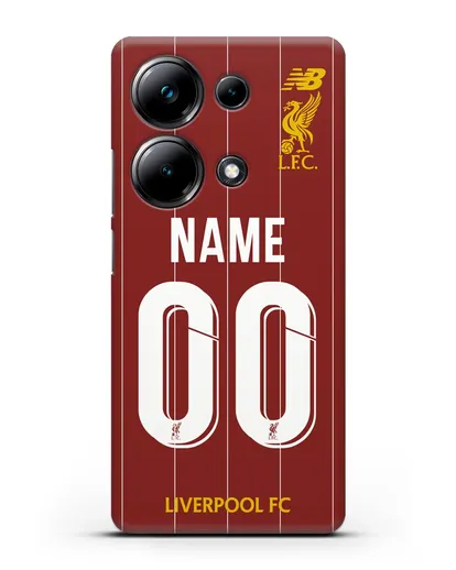Именной чехол Ливерпуль с фамилией и номером (сезон 2019-2020) красная форма силиконовый для Xiaomi Poco M6 Pro