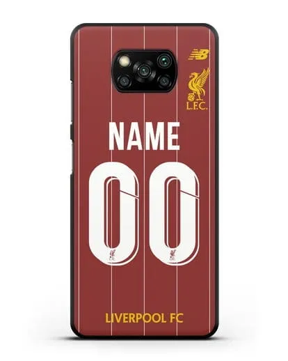 Именной чехол Ливерпуль с фамилией и номером (сезон 2019-2020) красная форма силиконовый для Xiaomi Poco X3