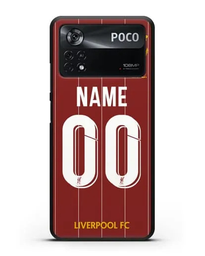 Именной чехол Ливерпуль с фамилией и номером (сезон 2019-2020) красная форма силиконовый для Xiaomi Poco X4 Pro