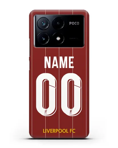 Именной чехол Ливерпуль с фамилией и номером (сезон 2019-2020) красная форма силиконовый для Xiaomi Poco X6 Pro
