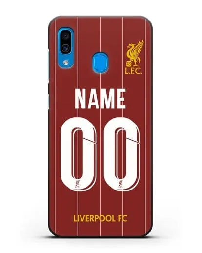 Именной чехол Ливерпуль с фамилией и номером (сезон 2019-2020) красная форма силиконовый для Samsung Galaxy A30 [SM-A305FN]