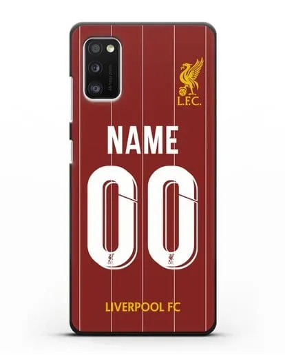 Именной чехол Ливерпуль с фамилией и номером (сезон 2019-2020) красная форма силиконовый для Samsung Galaxy A41 [SM-A415F]