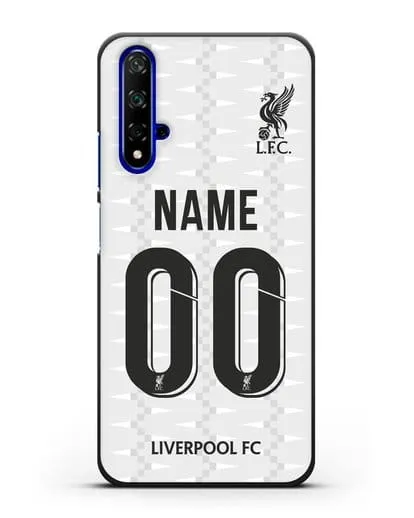 Именной чехол Ливерпуль с фамилией и номером (сезон 2019-2020) белая форма силиконовый для Honor 20