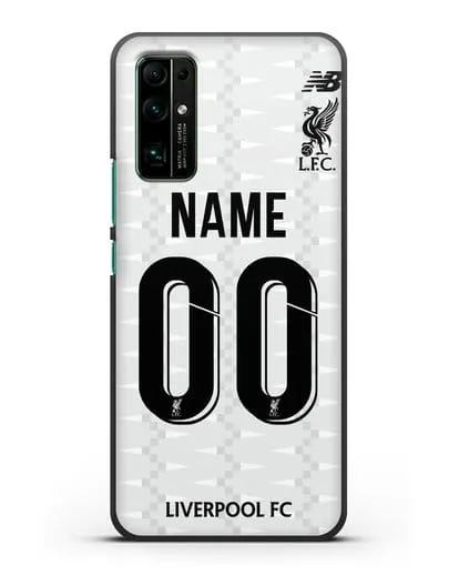 Именной чехол Ливерпуль с фамилией и номером (сезон 2019-2020) белая форма силиконовый для Honor 30