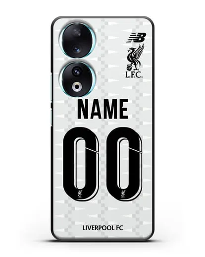 Именной чехол Ливерпуль с фамилией и номером (сезон 2019-2020) белая форма силиконовый для Honor 90