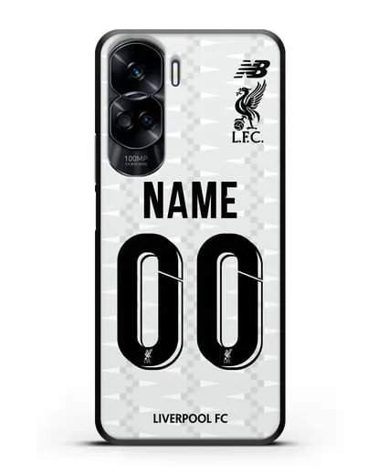 Именной чехол Ливерпуль с фамилией и номером (сезон 2019-2020) белая форма силиконовый для Honor 90 Lite